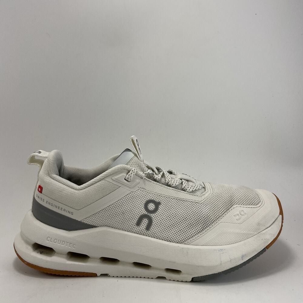 On Cloudnova Running Shoes White Gray Youth Big Kids US 5 Pearl White Gum Sole